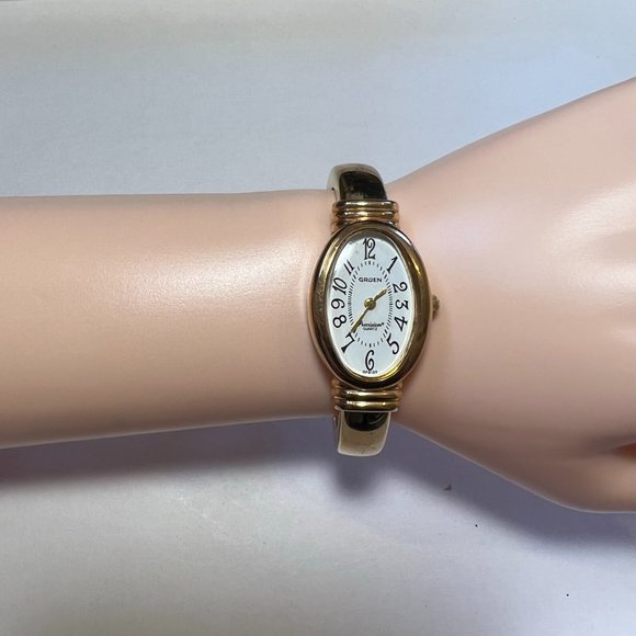 Ladies Gruen Precision Watch Bangle Cuff Gold Toned Womens - Picture 8 of 9